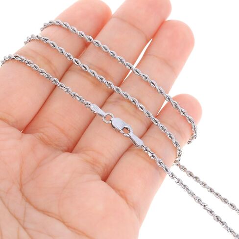 Nuragold 10k Real White Gold 1.8mm Rope Chain Diamond Cut Necklace (14"-30") Italian Jewelry for Men & Women in Saudi Arabia