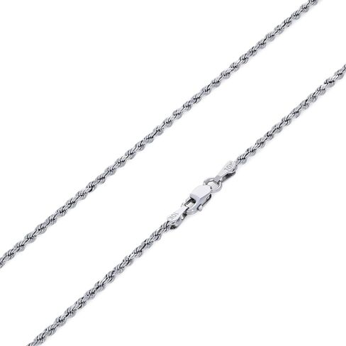 Nuragold 10k Real White Gold 1.8mm Rope Chain Diamond Cut Necklace (14"-30") Italian Jewelry for Men & Women in Saudi Arabia