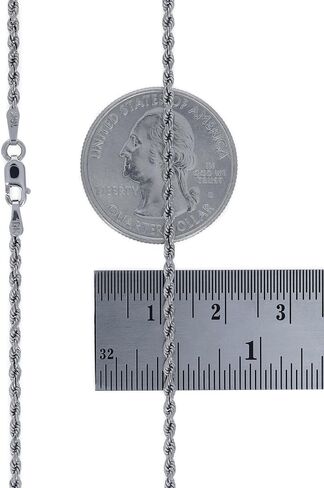 Nuragold 10k Real White Gold 1.8mm Rope Chain Diamond Cut Necklace (14"-30") Italian Jewelry for Men & Women in Saudi Arabia