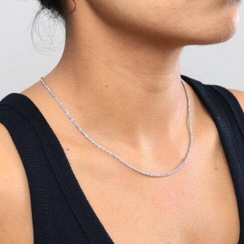 Nuragold 10k Real White Gold 1.8mm Rope Chain Diamond Cut Necklace (14"-30") Italian Jewelry for Men & Women in Saudi Arabia