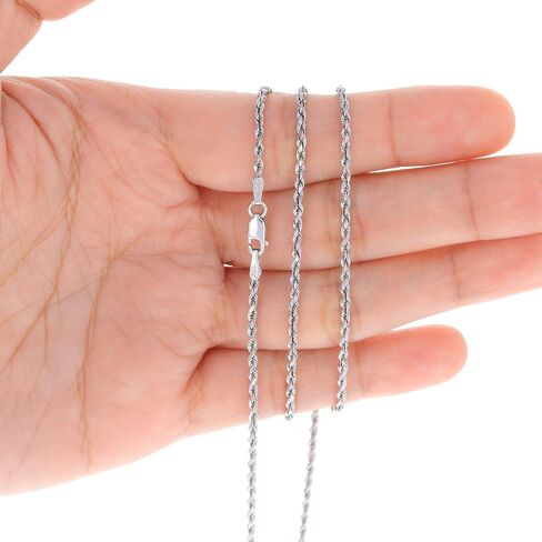 Nuragold 10k Real White Gold 1.8mm Rope Chain Diamond Cut Necklace (14"-30") Italian Jewelry for Men & Women in Saudi Arabia