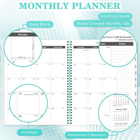 2024-2029 Monthly Planner/Calendar - Jul 2024 - Jun 2029, 5 Year Monthly Planner with Tabs & Celebrity Quotes, 9" x 11", Famous Quotes, Two-Side Pocket, Suitable for Long-Term Planning, Black in Kuwait