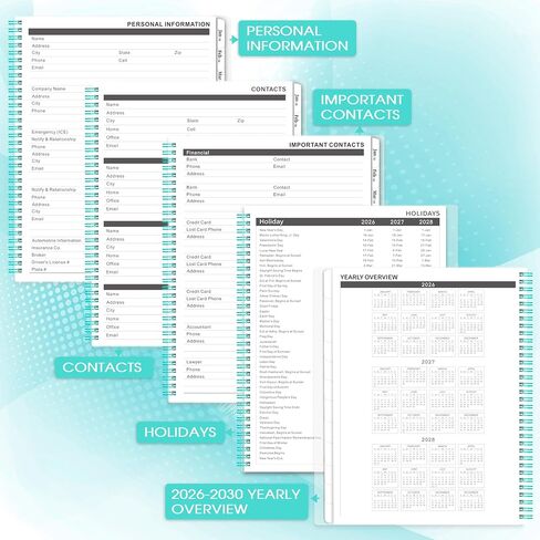 2024-2029 Monthly Planner/Calendar - Jul 2024 - Jun 2029, 5 Year Monthly Planner with Tabs & Celebrity Quotes, 9" x 11", Famous Quotes, Two-Side Pocket, Suitable for Long-Term Planning, Black in Kuwait
