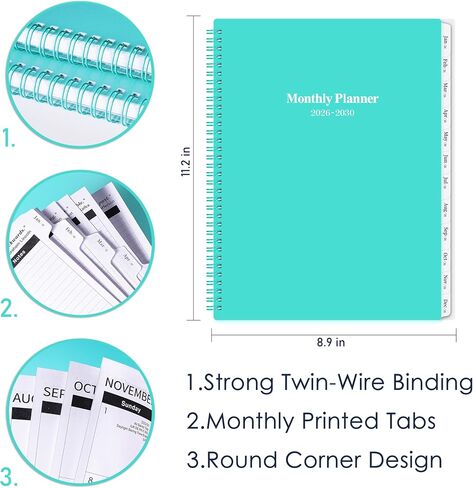 2024-2029 Monthly Planner/Calendar - Jul 2024 - Jun 2029, 5 Year Monthly Planner with Tabs & Celebrity Quotes, 9" x 11", Famous Quotes, Two-Side Pocket, Suitable for Long-Term Planning, Black in Kuwait
