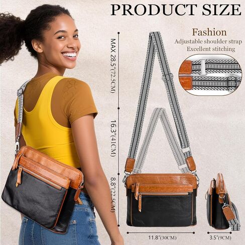 Genuine Leather Crossbody Bags for Women - Cute Small Crossbody Purse with Wide Strap for Travel, Work & Daily in Saudi Arabia