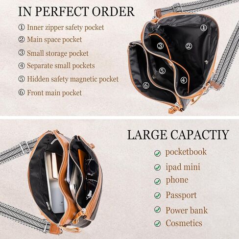 Genuine Leather Crossbody Bags for Women - Cute Small Crossbody Purse with Wide Strap for Travel, Work & Daily in Saudi Arabia
