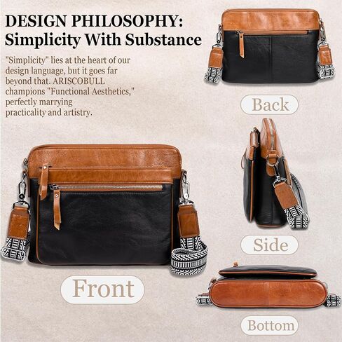 Genuine Leather Crossbody Bags for Women - Cute Small Crossbody Purse with Wide Strap for Travel, Work & Daily in Saudi Arabia