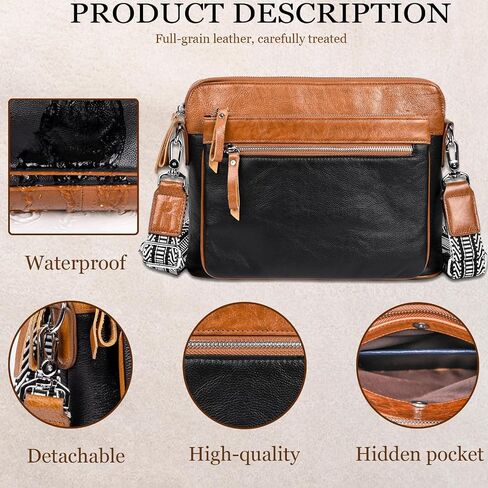 Genuine Leather Crossbody Bags for Women - Cute Small Crossbody Purse with Wide Strap for Travel, Work & Daily in Saudi Arabia