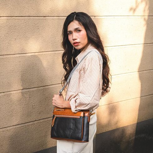 Genuine Leather Crossbody Bags for Women - Cute Small Crossbody Purse with Wide Strap for Travel, Work & Daily in Saudi Arabia