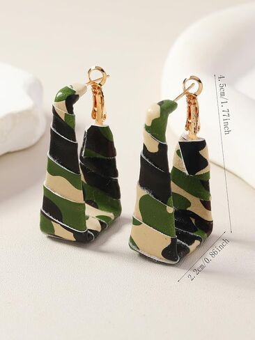 Chunky Leopard Leather Earrings Bohemia Camouflage Leather Dangle Earrings Chunky Rectangle Black White Zebra Print Earring Handmade Vintage Faux Leathers Statement Earring Boho Style Jewelry in Kuwait