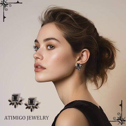 ATIMIGO خمر حجر الراين عناقيد كريستالية إسقاط أقراط آرت ديكو هيبوالرجينيك أقراط للنساء الزفاف الزفاف حفلة موسيقية رسمية in Kuwait