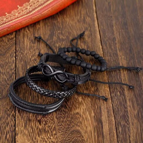 4 Piece Leather Infinity Bracelet Set in Saudi Arabia