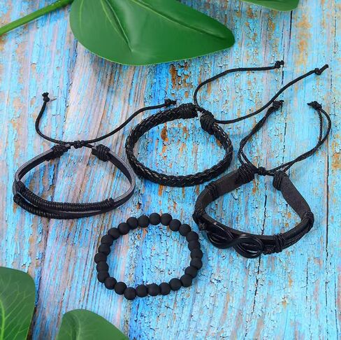 4 Piece Leather Infinity Bracelet Set in Saudi Arabia