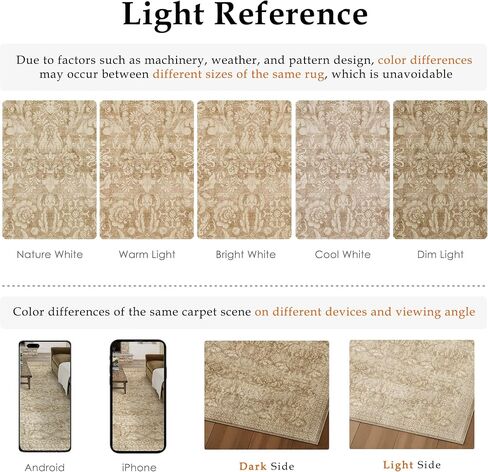 8x10 Area Rug Washable Vintage Living Room Bedroom Carpet Indoor Large Non Slip Soft Low Pile Thin Beige Rug Retro Accent Throw Office Dining Room in Kuwait