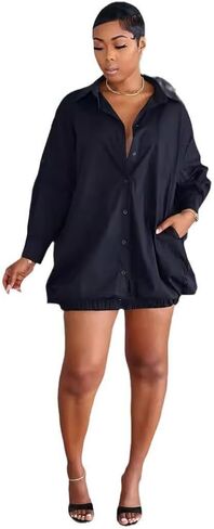 Geulis Women's 2025 Fall Long Sleeve Shirt Dresses Loose Button Down Casual Mini Dress in Saudi Arabia