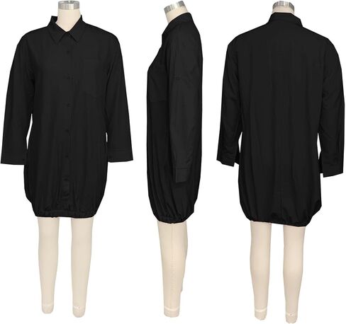 Geulis Women's 2025 Fall Long Sleeve Shirt Dresses Loose Button Down Casual Mini Dress in Saudi Arabia