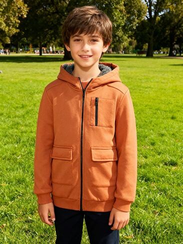 هوديي فريك للأولاد فريك سترة zip up شيربا المبطن في سن المراهقة وبلوزات مع جيب الجيب in Kuwait