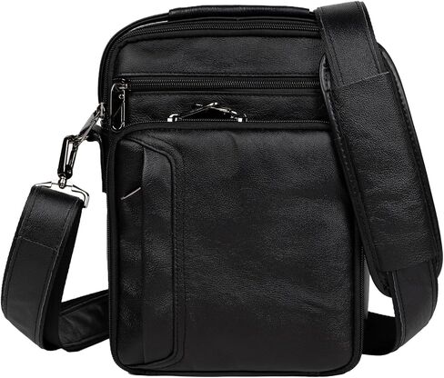 Leather Small Messenger for Men - Women Shoulder Chest Travel Bag - Crossbody Bag - Messenger Bag for Men and Women - Travel Outdoor Sports - 10x7.5IN - Coffe in Kuwait