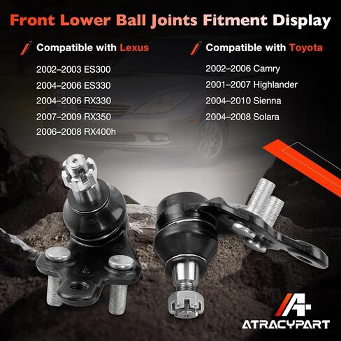 Front Lower Ball Joint Kit K90346 K90347, Compatible with Toyota Camry 2002-2006, Highlander 2001-2007, Sienna 2004-2010, Solara 2004-2008, Lexus ES300 ES330 RX330 RX350 RX400h Suspension Parts- 2PCS in Saudi Arabia