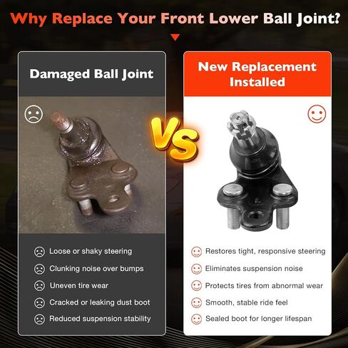 Front Lower Ball Joint Kit K90346 K90347, Compatible with Toyota Camry 2002-2006, Highlander 2001-2007, Sienna 2004-2010, Solara 2004-2008, Lexus ES300 ES330 RX330 RX350 RX400h Suspension Parts- 2PCS in Saudi Arabia