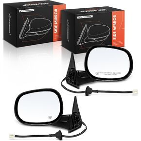 A-Premium Pair (2) Driver and Passenger Side Power Door Mirror - Compatible with Dodge Ram 1500 1998-2001, Ram 2500 3500 1998-2002 - Heated, Manual Folding, Black Outside Rear View Mirror in Kuwait