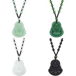UNICRAFTALE 4Pcs 4 Colors Maitreya Buddha Pendant Necklaces Beaded Buddhist Necklaces for Men Women Laughing Buddha Guanyin Necklace Amulet Talisman Lucky Crystal Pendant Necklace in Kuwait