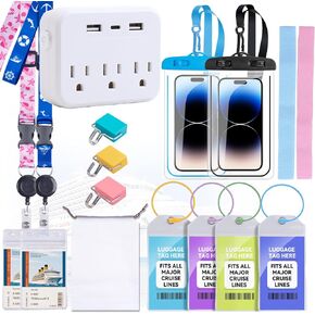 Cruise Essentials 2025, Cruise Must Haves Kit with Non-Surge Power Strip, Retractable Cruise Lanyards, Waterproof Phone Pouch, Magnetic Hook, Luggage Tag, Towel Bands, Storage Bag in Saudi Arabia