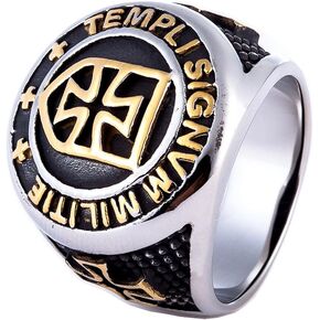 Genuine Stainless Steel Ring for Men Fashion Punk Rock Mason Knight Templar Cross Rings in Kuwait
