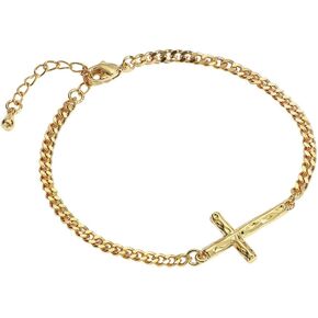 18K gold plated cross chain bracelet, Adjustable bracelet, Religious fashion jewelry, Minimalist gifts in Saudi Arabia