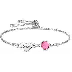 Silver Link Bracelet with Pink Crystal and 'Sister' Heart Charm Dainty Bracelet for Women Sister Friend Family Birthday Valentines Wedding Gifts in Kuwait