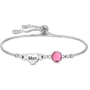 Silver Link Bracelet with Pink Crystal and 'Sister' Heart Charm Dainty Bracelet for Women Sister Friend Family Birthday Valentines Wedding Gifts in Kuwait