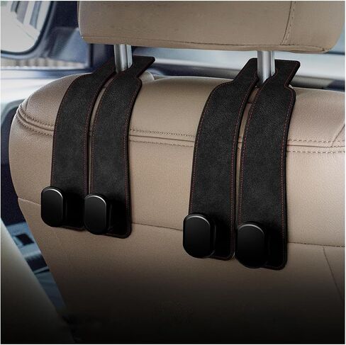 2Pcs Car Headrest Hooks - Backseat Organizer with Bag/Purse Holder, Cup & Phone Hangers, Vehicle Storage Accessories for Women (black) in Saudi Arabia