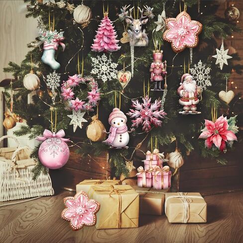24pcs Wooden Ornaments - Christmas Wood Decors, Hanging Sign Gnome Ornaments with Ropes for Tree Home Decor in Kuwait