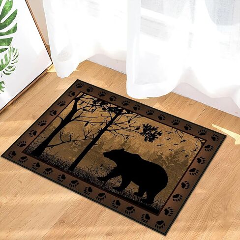 Rustic Cabin Wildlife Runner Rug 2x6,Bear Country,Ultra-Thin Throw Carpet Washable Kitchen Runners Vintage Hallway Rug Entrance Door Mat Non Slip Accent Area Rugs for Entryway,Laundry,Bathroom in Saudi Arabia