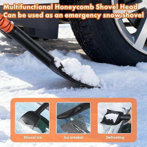 Eazy2hD 61.4" Bendable Snow Brush Ice Scrapers for Car Windshield with Squeegee & Foam Grip, Extendable Aluminum Handle, 180° Pivoting Snow Removal Tool Car Brush for Outdoor Car, Truck, SUV in Saudi Arabia