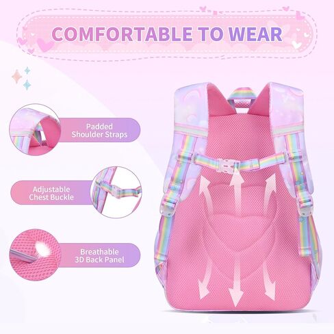 Backpack for Kids - Schoolbag for Girls Kids Teen Women Travel Daypacks - Middle School Cute Backpack with Lunch Box (PURPLE-3IN1) in Saudi Arabia