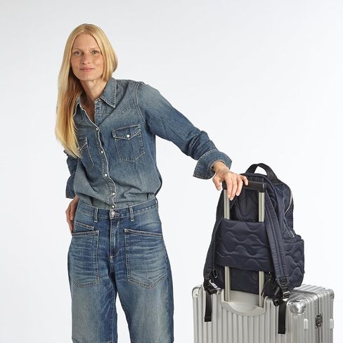 shortyLOVE Tate Wave Quilted Travel Backpack for Women - Nylon Stylish Everyday Daypack and Laptop Bag in Saudi Arabia