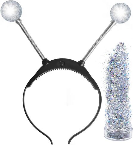Light Up Alien Headband - Halloween Alien Headband Martian Headband Led Headband Martian Antenna Ball with Face Glitter in Kuwait