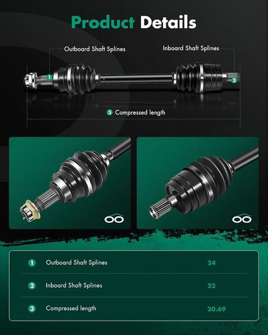 SCITOO Rear CV Axle Fit For 2003-2005 for Honda Rincon 650 2006-2018 for Honda Rincon 680 Rear Left Right Drive Shaft CV Axle 42350-HN8-003 42220-HN8-003 in Saudi Arabia