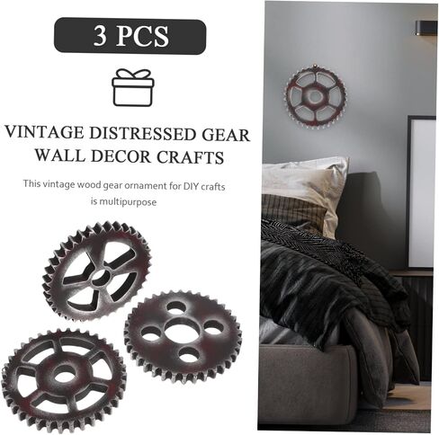 ديكور حائط Cabilock Retro Gear - ديكور عتيق 3 قطع لديكور المنزل وغرفة المعيشة والمقهى سهل التركيب، ألوان متنوعة 12 × 12 سم in Kuwait
