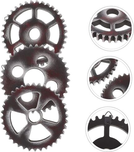 ديكور حائط Cabilock Retro Gear - ديكور عتيق 3 قطع لديكور المنزل وغرفة المعيشة والمقهى سهل التركيب، ألوان متنوعة 12 × 12 سم in Kuwait