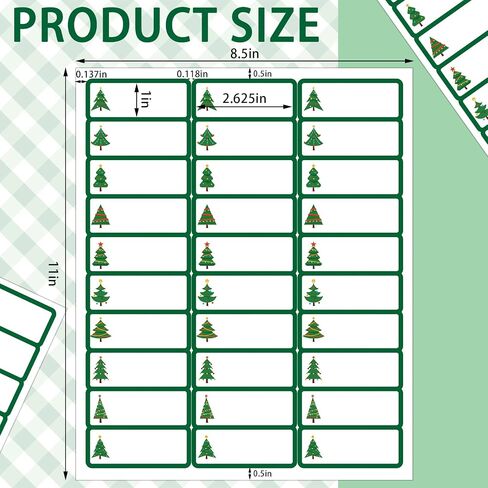 Spiareal 750 Pcs Christmas Address Labels 1 x 2.625 Inch Red and Black Plaid Printable Gift Tags Address Stickers for Envelopes Christmas Mailing Labels Buffalo Plaid Kraft Stickers 30 Per Sheet in Saudi Arabia