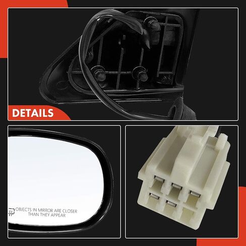 زوج A-Premium (2) مرآة باب كهربائية جانبية للسائق والراكب - متوافقة مع Dodge Ram 1500 1998-2001، Ram 2500 3500 1998-2002 - قابلة للتدفئة، قابلة للطي يدويًا، مرآة رؤية خلفية خارجية سوداء in Saudi Arabia