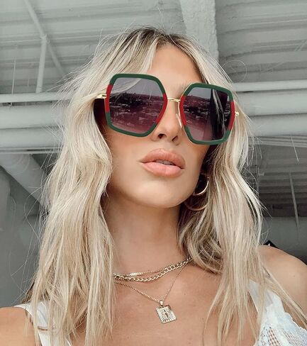 STORYCOAST Oversized Square Sunglasses Womens Retro Shades Luxury Big Sun Glasses UV400 Protection S8696 in Kuwait