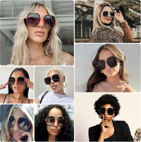 STORYCOAST Oversized Square Sunglasses Womens Retro Shades Luxury Big Sun Glasses UV400 Protection S8696 in Kuwait