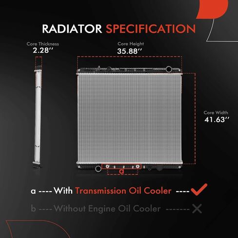 A-Premium Engine Coolant Radiator Assembly with Transmission Oil Cooler Compatible with Freightliner 114SD 2012-2019, Coronado 2008-2019 & Western Star 4700SB/4700SF/4900EX/4900FA/4900SA 2012-2019 in Saudi Arabia