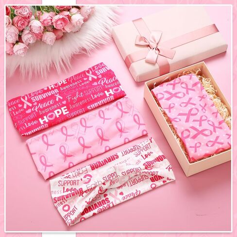 Janinka 16 Pcs Breast Cancer Awareness Headbands for Women Pink Ribbon Stretchy Headbands Hope Faith Sweat Wicking Elastic Wide Hair Wrap for Yoga Running Exercise Sports Workout Hairbands in Saudi Arabia