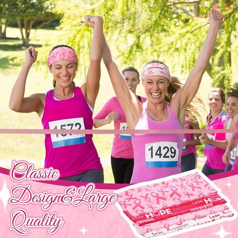 Janinka 16 Pcs Breast Cancer Awareness Headbands for Women Pink Ribbon Stretchy Headbands Hope Faith Sweat Wicking Elastic Wide Hair Wrap for Yoga Running Exercise Sports Workout Hairbands in Saudi Arabia