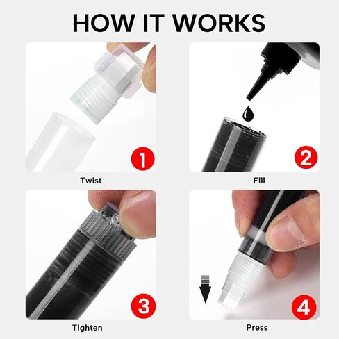 Refillable Paint Markers 2 Pcs/Pack 11mm Jumbo Tips - Clear Watercolor Brush Pens for Acrylic Permanent Paint Empty Markers for Watercolor Painting, Doodling, and DIY Art in Kuwait