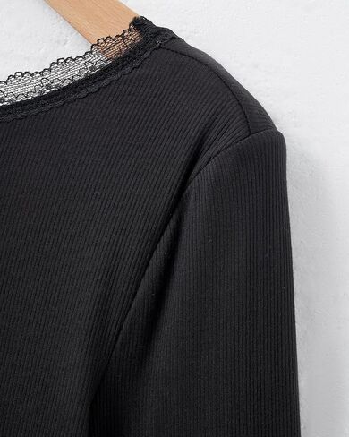 OMKAGI Backless Going Out Tops for Women Fitted Long Sleeve Double Layer Lace Shirts in Kuwait